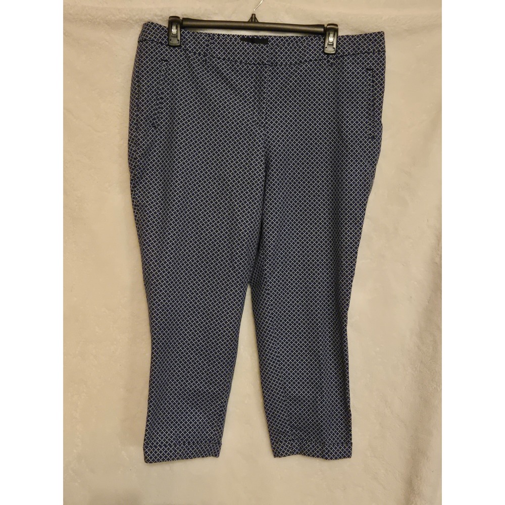 Cynthia Rowley Woman 18W Navy White Geometric Print‎ Cropped Pants Size